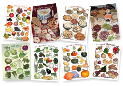 Posters de Alimentos Naturales (9x12) - Variedad - juego Completo de 8